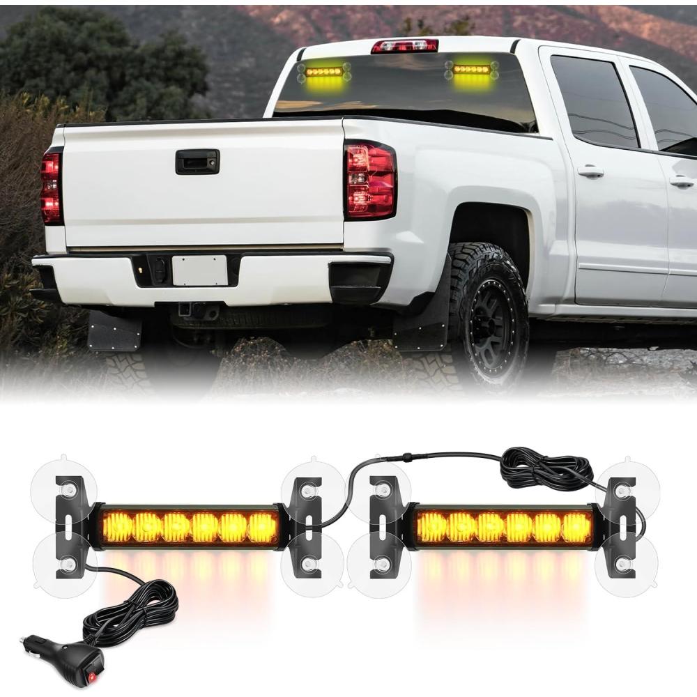imageNilight 12LED Emergency Strobe Traffic Advisor Light Bar 2 in 1 Purple White Dash Warning Safety Flashing Lights FrontRear Windshield Construction Lights for Trucks Cars Plow Police VehiclesAmber 12LED