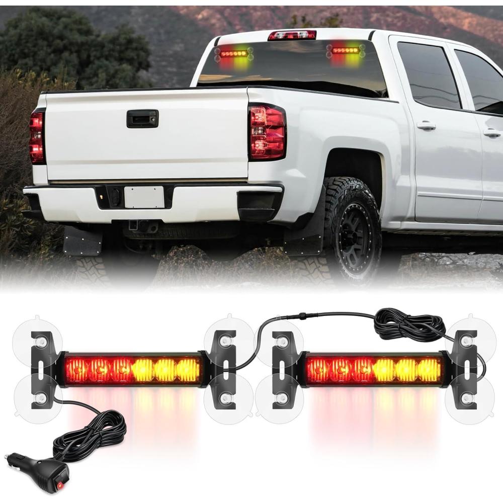 imageNilight 12LED Emergency Strobe Traffic Advisor Light Bar 2 in 1 Purple White Dash Warning Safety Flashing Lights FrontRear Windshield Construction Lights for Trucks Cars Plow Police VehiclesAmber Red 12LED
