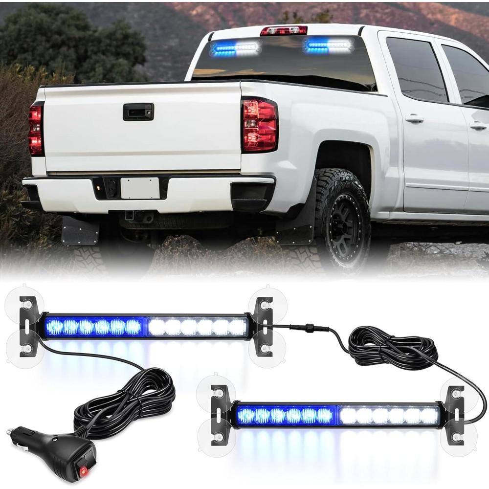 imageNilight 12LED Emergency Strobe Traffic Advisor Light Bar 2 in 1 Purple White Dash Warning Safety Flashing Lights FrontRear Windshield Construction Lights for Trucks Cars Plow Police VehiclesBlue White 24LED
