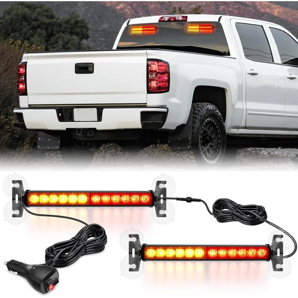 imageNilight 12LED Emergency Strobe Traffic Advisor Light Bar 2 in 1 Purple White Dash Warning Safety Flashing Lights FrontRear Windshield Construction Lights for Trucks Cars Plow Police VehiclesAmber Red 24LED