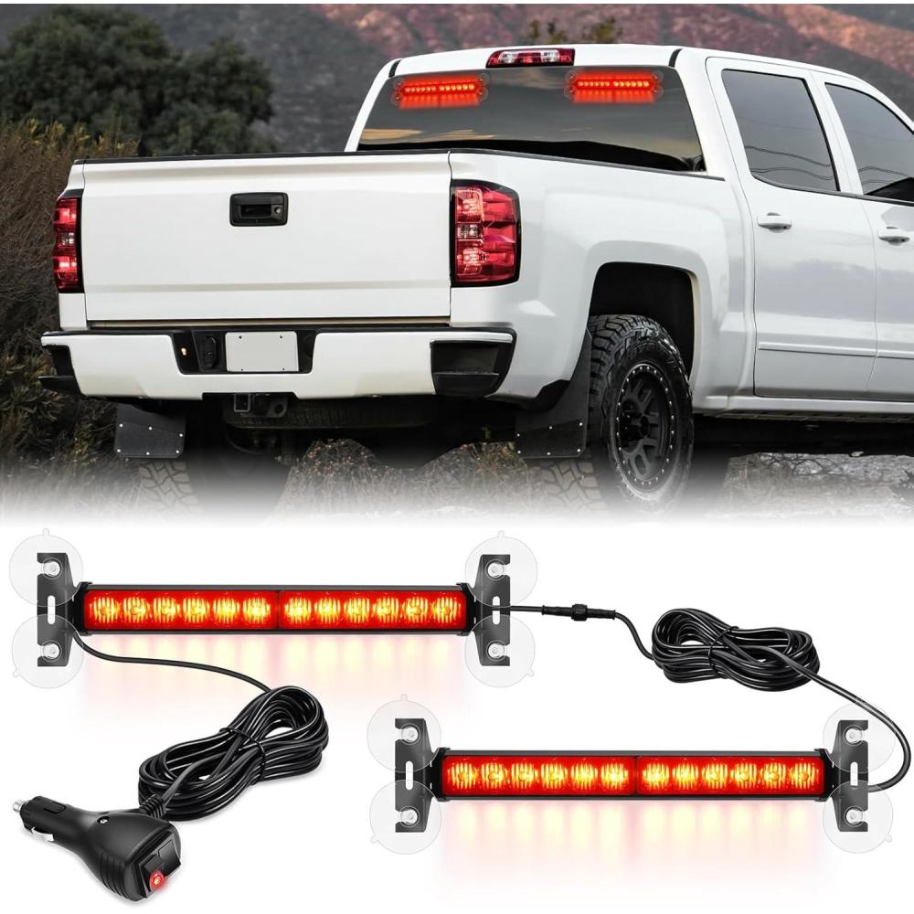 imageNilight 12LED Emergency Strobe Traffic Advisor Light Bar 2 in 1 Purple White Dash Warning Safety Flashing Lights FrontRear Windshield Construction Lights for Trucks Cars Plow Police VehiclesRed 24LED
