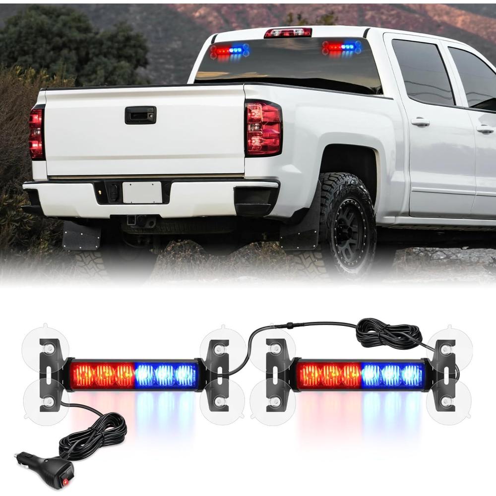 imageNilight 12LED Emergency Strobe Traffic Advisor Light Bar 2 in 1 Purple White Dash Warning Safety Flashing Lights FrontRear Windshield Construction Lights for Trucks Cars Plow Police VehiclesRed Blue 12LED