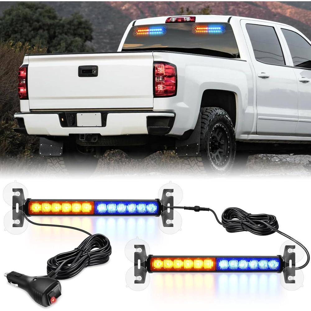 imageNilight 12LED Emergency Strobe Traffic Advisor Light Bar 2 in 1 Purple White Dash Warning Safety Flashing Lights FrontRear Windshield Construction Lights for Trucks Cars Plow Police VehiclesAmber Blue 24LED