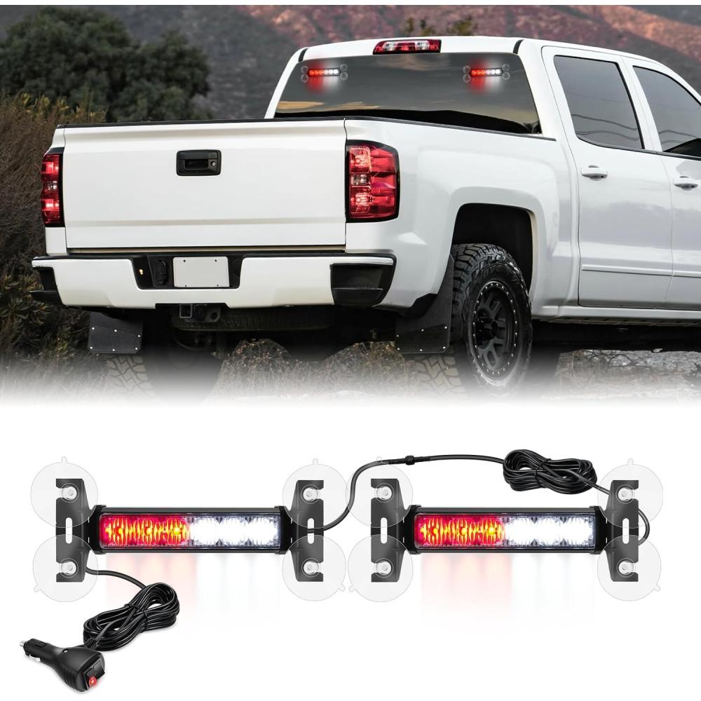 imageNilight 12LED Emergency Strobe Traffic Advisor Light Bar 2 in 1 Purple White Dash Warning Safety Flashing Lights FrontRear Windshield Construction Lights for Trucks Cars Plow Police VehiclesRed White 12LED