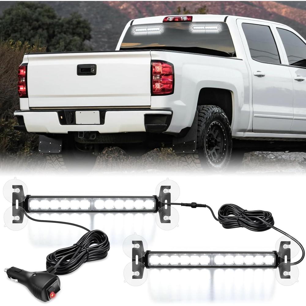 imageNilight 12LED Emergency Strobe Traffic Advisor Light Bar 2 in 1 Purple White Dash Warning Safety Flashing Lights FrontRear Windshield Construction Lights for Trucks Cars Plow Police VehiclesWhite 24LED