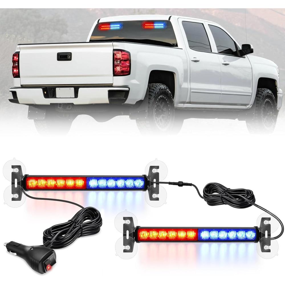 imageNilight 12LED Emergency Strobe Traffic Advisor Light Bar 2 in 1 Purple White Dash Warning Safety Flashing Lights FrontRear Windshield Construction Lights for Trucks Cars Plow Police VehiclesRed Blue 24LED
