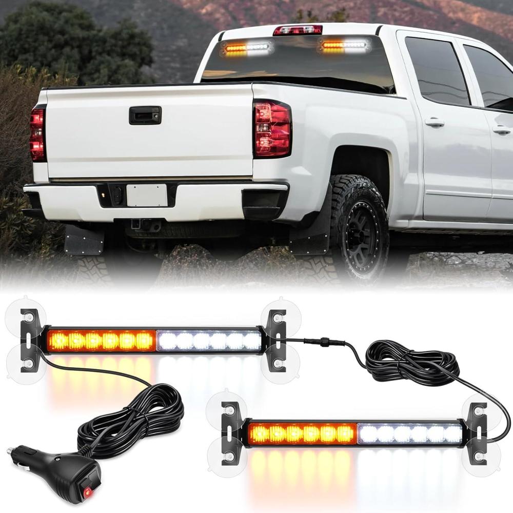 imageNilight 12LED Emergency Strobe Traffic Advisor Light Bar 2 in 1 Purple White Dash Warning Safety Flashing Lights FrontRear Windshield Construction Lights for Trucks Cars Plow Police VehiclesAmber White 24LED
