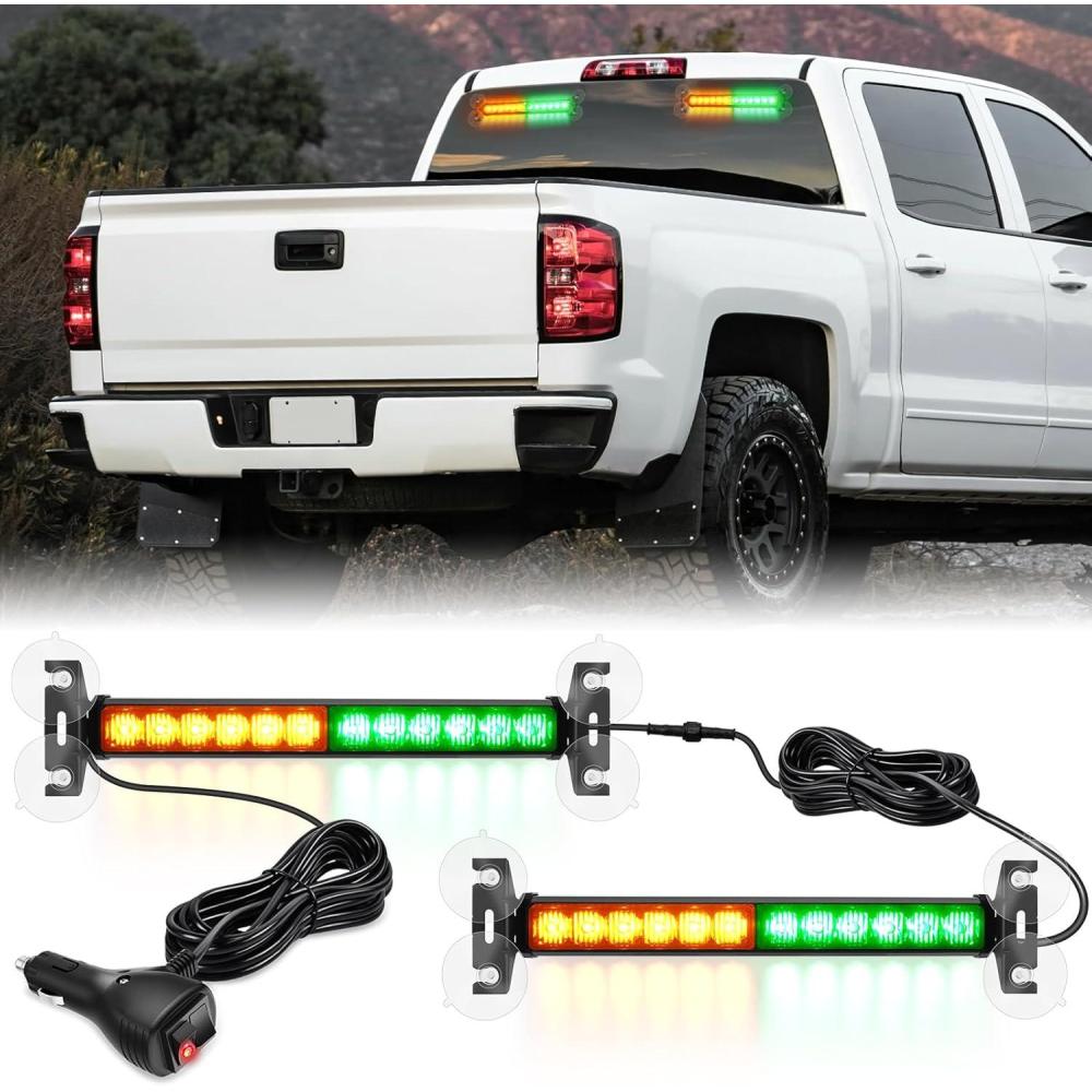 imageNilight 12LED Emergency Strobe Traffic Advisor Light Bar 2 in 1 Purple White Dash Warning Safety Flashing Lights FrontRear Windshield Construction Lights for Trucks Cars Plow Police VehiclesAmber Green 24LED