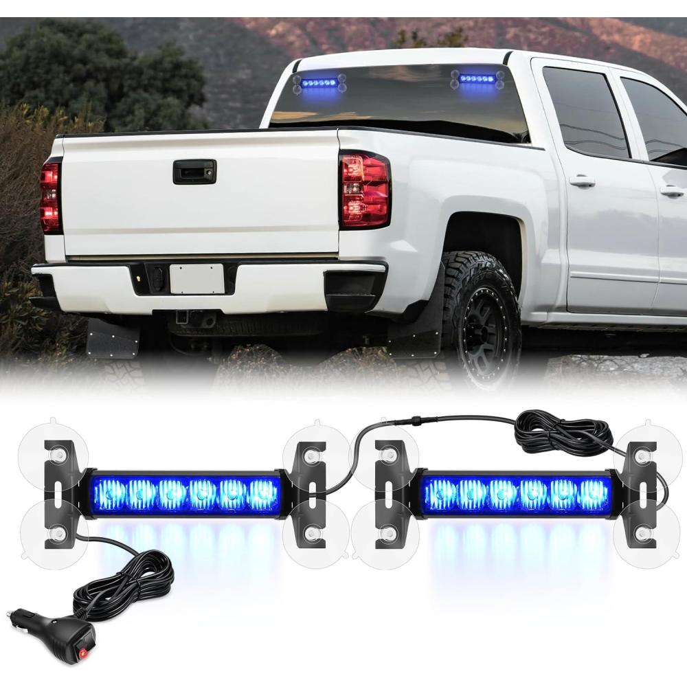 imageNilight 12LED Emergency Strobe Traffic Advisor Light Bar 2 in 1 Purple White Dash Warning Safety Flashing Lights FrontRear Windshield Construction Lights for Trucks Cars Plow Police VehiclesBlue 12LED