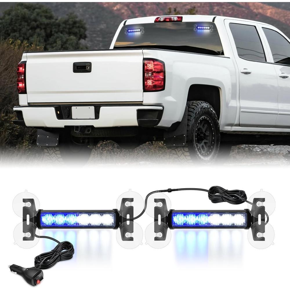 imageNilight 12LED Emergency Strobe Traffic Advisor Light Bar 2 in 1 Purple White Dash Warning Safety Flashing Lights FrontRear Windshield Construction Lights for Trucks Cars Plow Police VehiclesBlue White 12LED