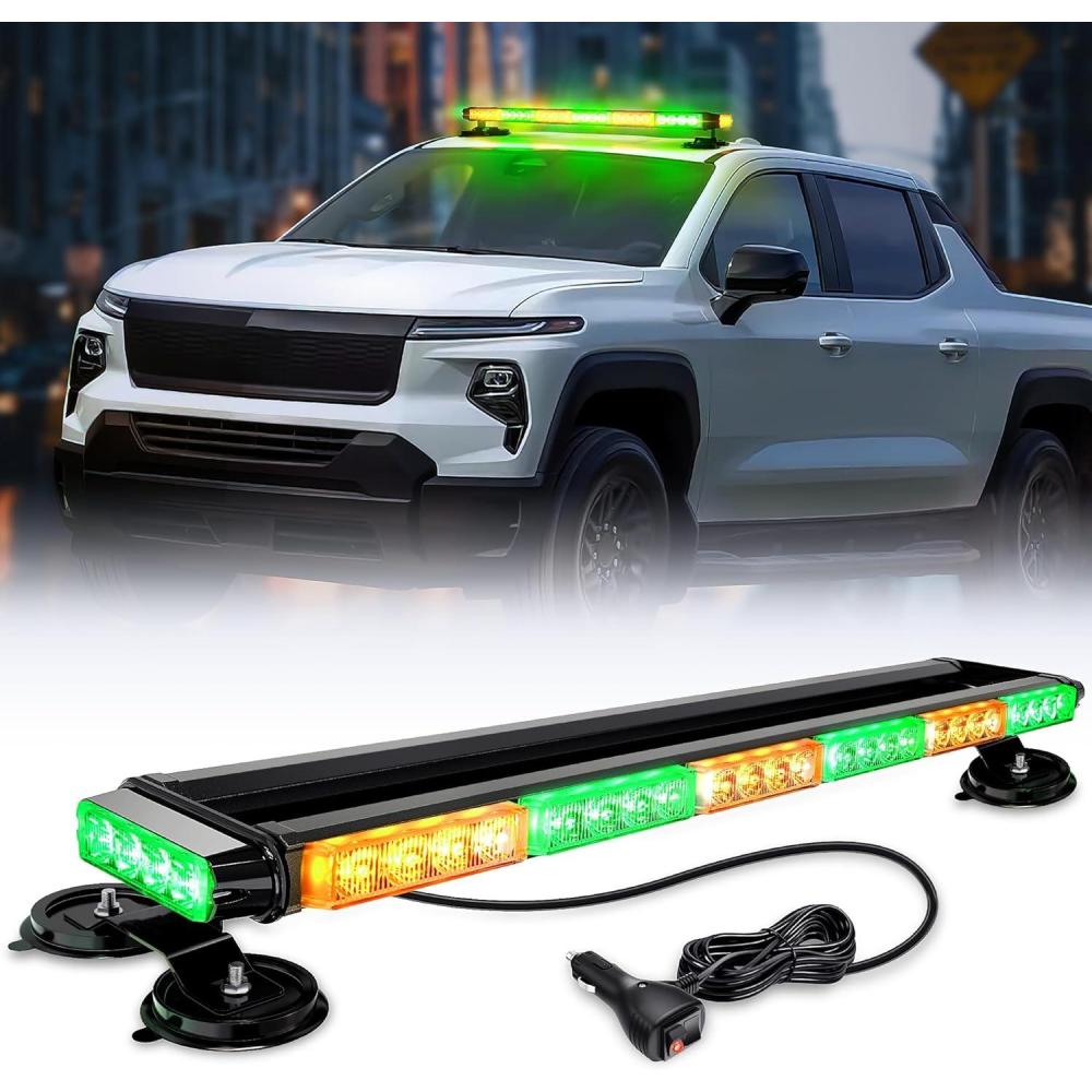 imageNilight 295quot Roof Top Strobe Lights 56LED Hazard Light Emergency Safety Warning LED Flashing Bar Magnetic Mount 12V 24V Cars Trucks Tractors Snow Plows Construction VehiclesAmber Mix Green