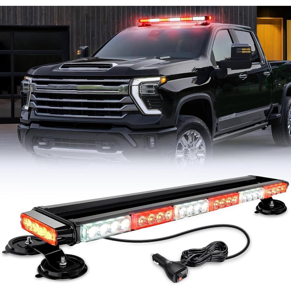 imageNilight 295quot Roof Top Strobe Lights 56LED Hazard Light Emergency Safety Warning LED Flashing Light Bar Magnetic Mount 12V 24V Cars Trucks Tractors Snow Plows Construction VehiclesRed Mix White