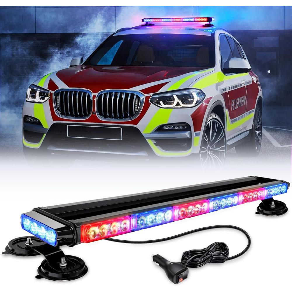 imageNilight 295quot Roof Top Strobe Lights 56LED Hazard Light Emergency Safety Warning LED Flashing Light Bar Magnetic Mount 12V 24V Cars Trucks Tractors Snow Plows Construction VehiclesRed Mix Blue