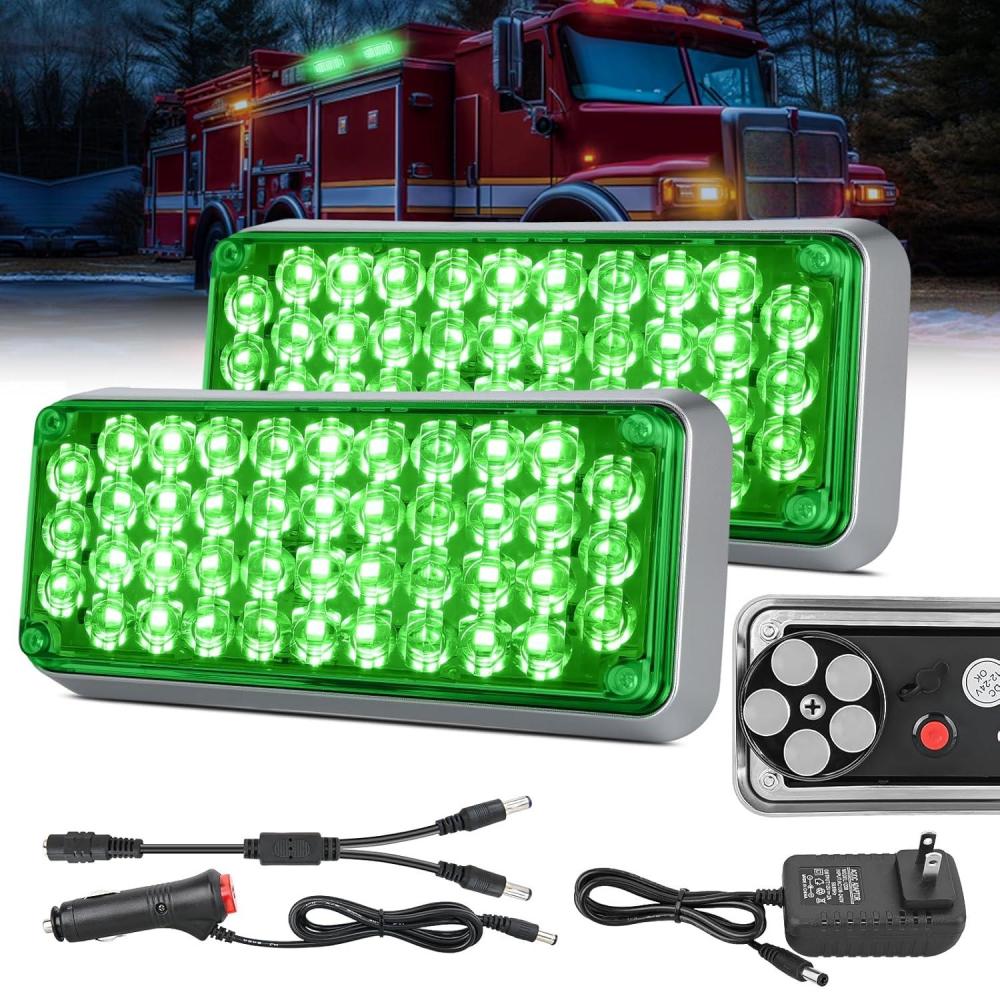 imageNilight 2PCS 42LED Green Wireless Magnetic Strobe Lights Portable Warning Hazard Light Surface Mount Waterproof 5 Patterns for 12V 24V Cars Trucks Van Off Road Vehicles ATV
