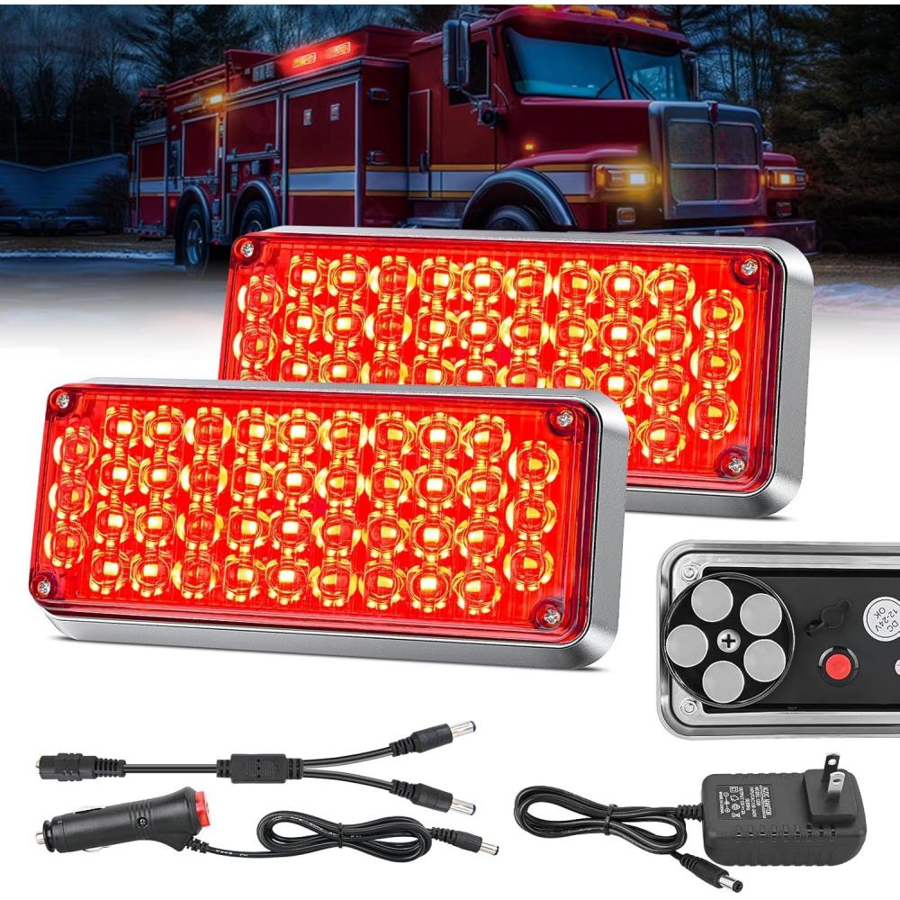 imageNilight 2PCS 42LED Red Wireless Magnetic Strobe Lights Portable Warning Hazard Light Surface Mount Waterproof 5 Patterns for 12V 24V Cars Trucks Van Off Road Vehicles ATV42LED Red