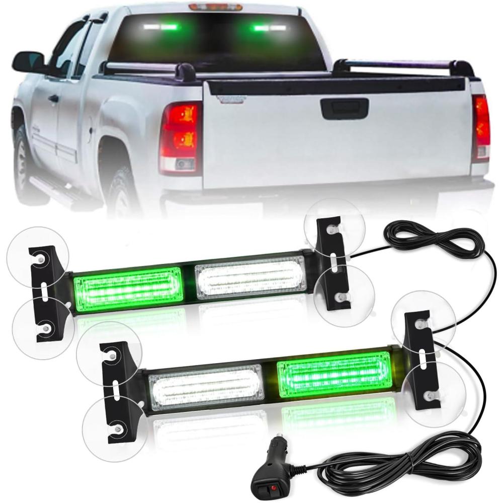 imageNilight 40LED Purple White Emergency Strobe Traffic Advisor Light Bar with Suction Cups Dash Safety Warning Hazard Flashing Lights Interior FrontRear Windshield for Trucks Construction VehiclesGreen White