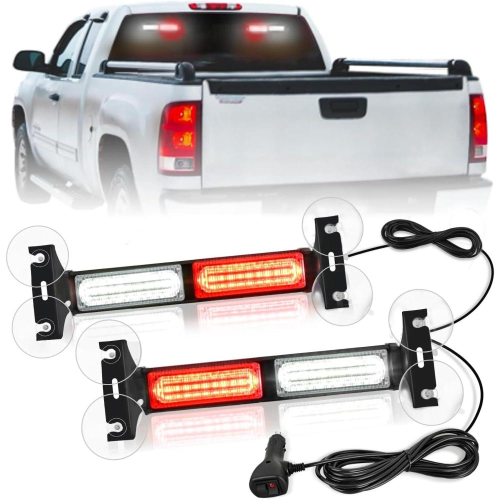 imageNilight 40LED Purple White Emergency Strobe Traffic Advisor Light Bar with Suction Cups Dash Safety Warning Hazard Flashing Lights Interior FrontRear Windshield for Trucks Construction VehiclesRed White