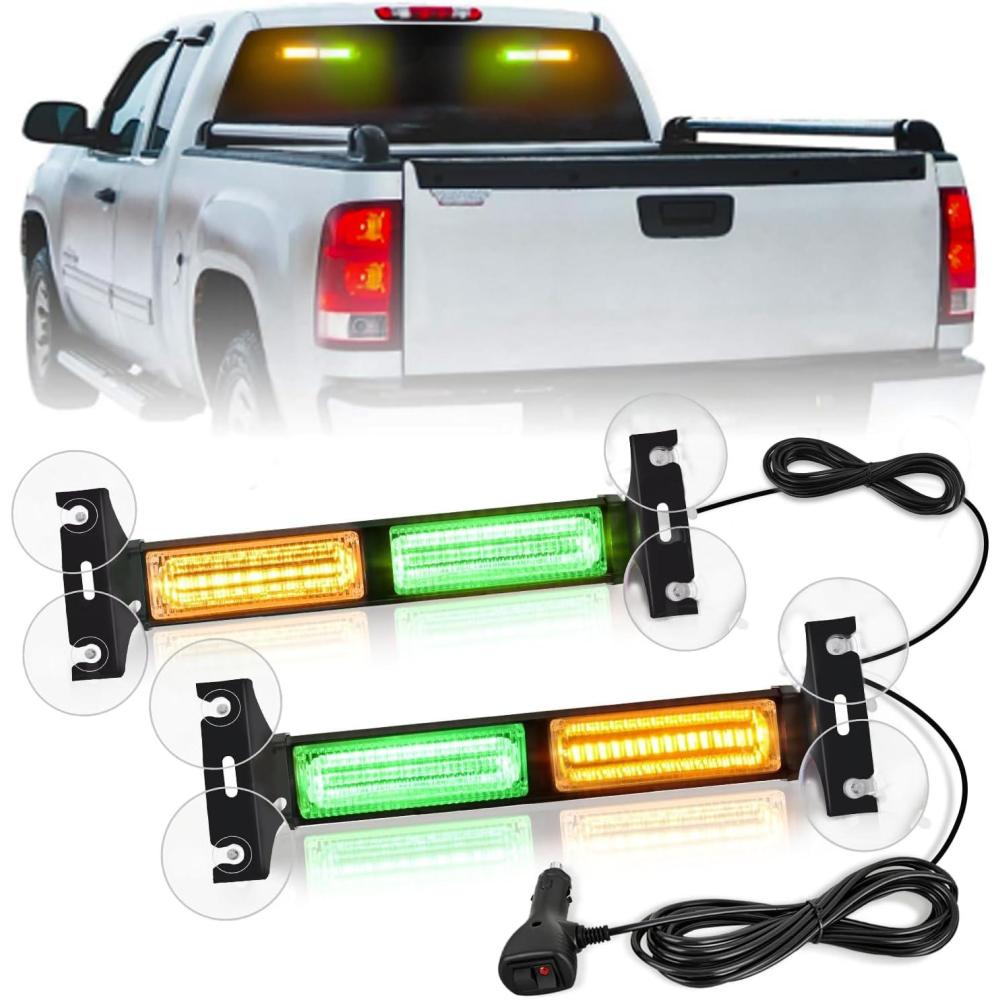 imageNilight 40LED Purple White Emergency Strobe Traffic Advisor Light Bar with Suction Cups Dash Safety Warning Hazard Flashing Lights Interior FrontRear Windshield for Trucks Construction VehiclesAmber Green