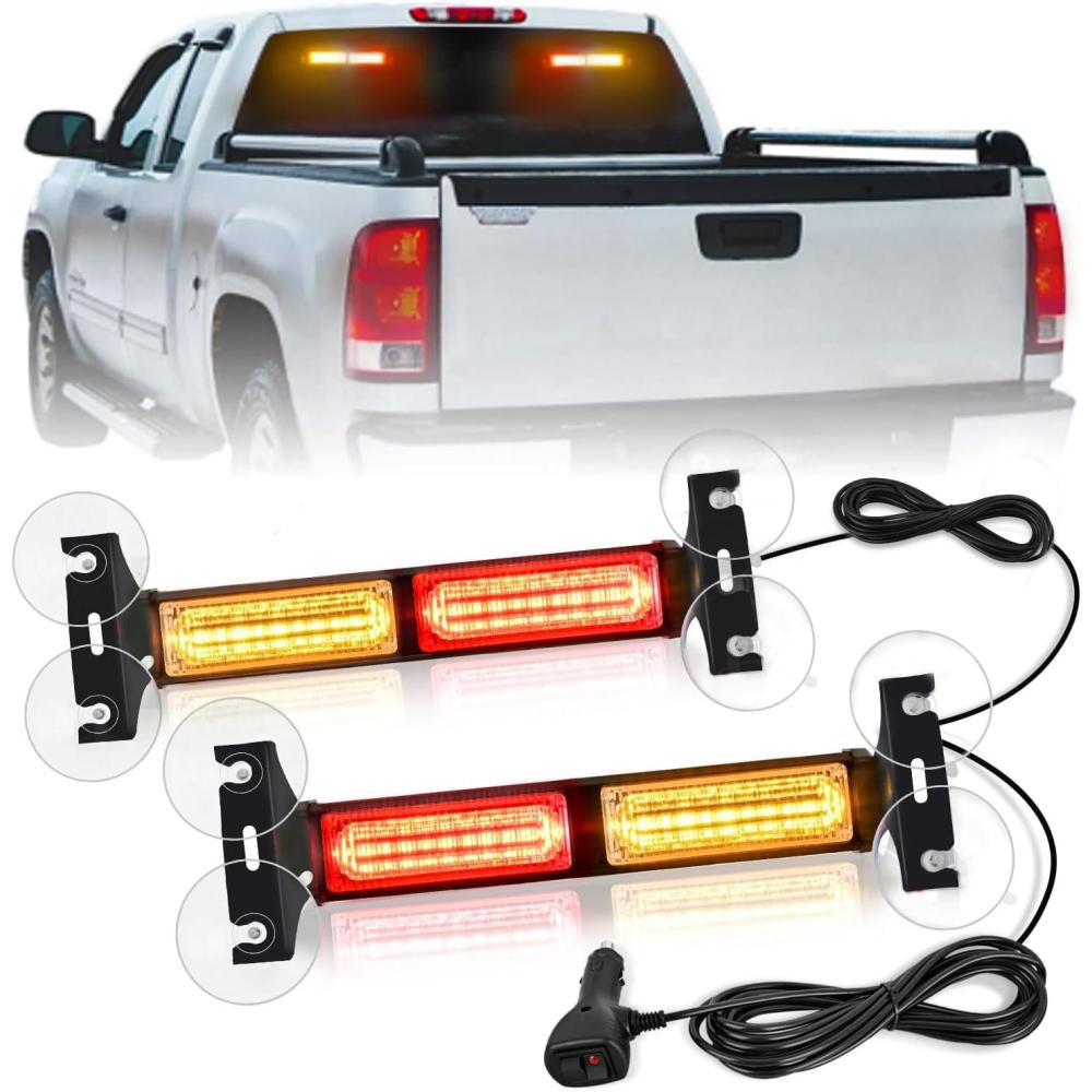 imageNilight 40LED Purple White Emergency Strobe Traffic Advisor Light Bar with Suction Cups Dash Safety Warning Hazard Flashing Lights Interior FrontRear Windshield for Trucks Construction VehiclesAmber Red