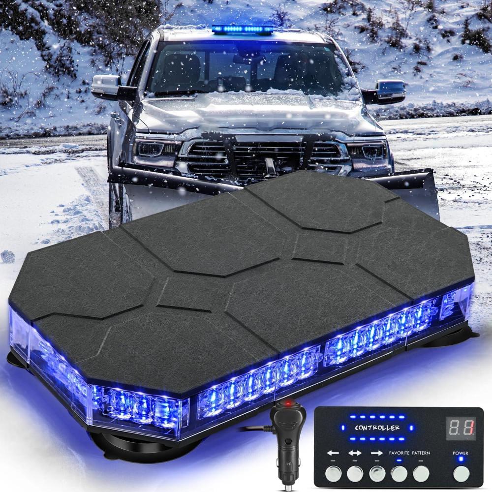 imageNilight 42 LED Roof Top Strobe Lights Hazard Emergency Safety Warning Flashing Light Bar wControl Panel Magnetic Mount 12V 24V Car Truck Tractor Snow Plow Construction VehiclesBlue