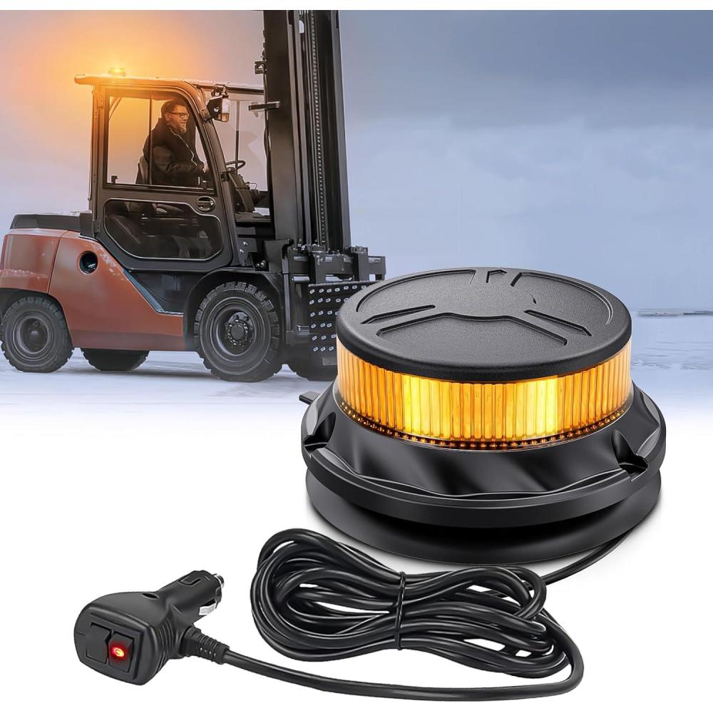 imageNilight Amber Beacon Light 12V24V Aluminum Base Flashing Safety Warning Lights Permanent ampamp Magnet Mount LED Emergency Rotating Strobe Light for Forklift Truck Tractor UTV Snow Plow 2 Years WarrantyAluminum Base