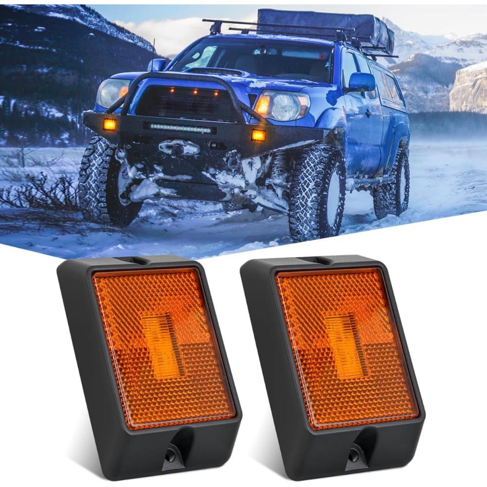 imageNilight Side Marker Light 2PCS Square 3LED Amber Front Rear Indicator Clearance Lights Reflective Lens Surface Mounted Waterproof for 12V Truck Trailer Boat RV