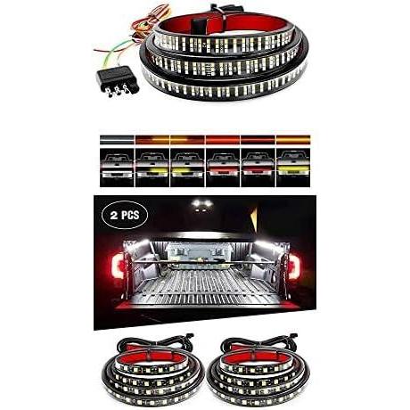 imageNilight Truck Tailgate Bar 60Inch Triple Row 504 LED Strip with 2PCS 60Inch 180 LEDs Bed Strip Kit for Cargo Pickup Truck SUV RV Boat 2 Years Warranty