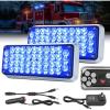 imageNilight 2PCS Blue Strobe Wireless Magnetic Lights Portable Warning Hazard Light Surface Mount Waterproof 5 Patterns for 12V 24V Off Road Eergency Vehicles