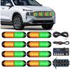 imageNilight 8PCS Led Strobe Lights with Controller 12V 24V Sync Feature Amber Green Strobe Light 12 LED Surface Mount Emergency Hazard Warning Lights with Strobe Controller for Vehicle Car Truck RV ATV