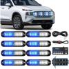 imageNilight 8PCS Led Strobe Lights with Controller 12V 24V Sync Feature Blue White Strobe Light 12 LED Surface Mount Emergency Hazard Warning Lights with Strobe Controller for Vehicle Car Truck RV ATV