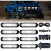 imageNilight 8PCS Led Strobe Lights with Controller 12V 24V Sync Feature White Strobe Light 12 LED Surface Mount Emergency Hazard Warning Lights with Strobe Controller for Vehicle Car Truck RV ATV