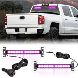 imageNilight 12LED Emergency Strobe Traffic Advisor Light Bar 2 in 1 Purple White Dash Warning Safety Flashing Lights FrontRear Windshield Construction Lights for Trucks Cars Plow Police VehiclesPurple 24LED
