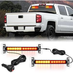imageNilight 12LED Emergency Strobe Traffic Advisor Light Bar 2 in 1 Purple White Dash Warning Safety Flashing Lights FrontRear Windshield Construction Lights for Trucks Cars Plow Police VehiclesAmber Red 24LED
