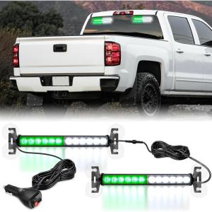imageNilight 12LED Emergency Strobe Traffic Advisor Light Bar 2 in 1 Purple White Dash Warning Safety Flashing Lights FrontRear Windshield Construction Lights for Trucks Cars Plow Police VehiclesGreen White 24LED