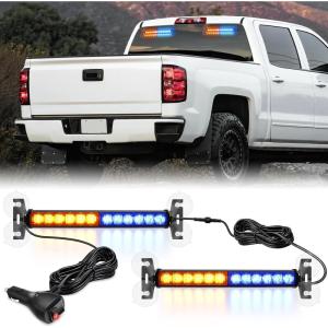 imageNilight 12LED Emergency Strobe Traffic Advisor Light Bar 2 in 1 Purple White Dash Warning Safety Flashing Lights FrontRear Windshield Construction Lights for Trucks Cars Plow Police VehiclesAmber Blue 24LED