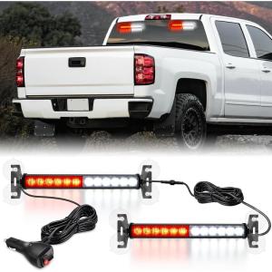 imageNilight 12LED Emergency Strobe Traffic Advisor Light Bar 2 in 1 Purple White Dash Warning Safety Flashing Lights FrontRear Windshield Construction Lights for Trucks Cars Plow Police VehiclesRed White 24LED