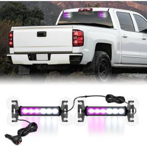 imageNilight 12LED Emergency Strobe Traffic Advisor Light Bar 2 in 1 Purple White Dash Warning Safety Flashing Lights FrontRear Windshield Construction Lights for Trucks Cars Plow Police VehiclesPurple White 12LED