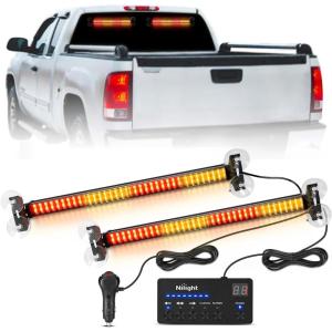 imageNilight 144LED Traffic Advisor Strobe Light Bar with Controller Amber Emergency Warning Hazard InteriorFrontRear Windshield Flashing for Cars Plow Trucks Construction VehiclesAmber Red