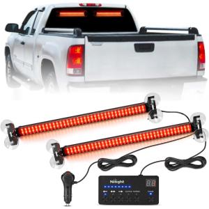 imageNilight 144LED Traffic Advisor Strobe Light Bar with Controller Amber Emergency Warning Hazard InteriorFrontRear Windshield Flashing for Cars Plow Trucks Construction VehiclesRed