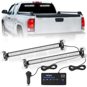 imageNilight 144LED Traffic Advisor Strobe Light Bar with Controller Amber Emergency Warning Hazard InteriorFrontRear Windshield Flashing for Cars Plow Trucks Construction VehiclesWhite