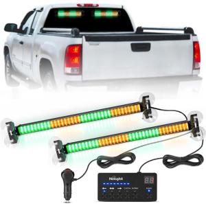 imageNilight 144LED Traffic Advisor Strobe Light Bar with Controller Amber Emergency Warning Hazard InteriorFrontRear Windshield Flashing for Cars Plow Trucks Construction VehiclesAmber Green