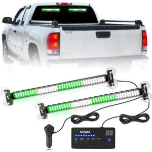 imageNilight 144LED Traffic Advisor Strobe Light Bar with Controller Amber Emergency Warning Hazard InteriorFrontRear Windshield Flashing for Cars Plow Trucks Construction VehiclesGreen White