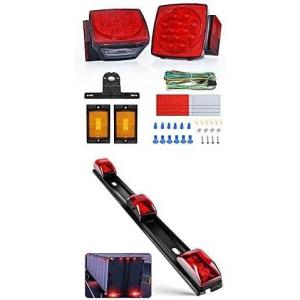 imageNilight 2PCS 12V LED Submersible Low Profile Square Trailer Lights with 1PC Red 9 LED ID Bar Marker Tail Identification Light for Truck RV Car Bus Trailer Van Caravan Boat 2 Years Warranty