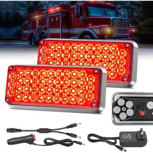 imageNilight 2PCS 42LED Red Wireless Magnetic Strobe Lights Portable Warning Hazard Light Surface Mount Waterproof 5 Patterns for 12V 24V Cars Trucks Van Off Road Vehicles ATV42LED Red