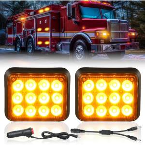 imageNilight 2PCS 42LED Red Wireless Magnetic Strobe Lights Portable Warning Hazard Light Surface Mount Waterproof 5 Patterns for 12V 24V Cars Trucks Van Off Road Vehicles ATV12LED Amber