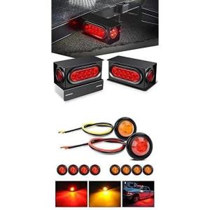 imageNilight 2PCS Steel Trailer Light Boxes Housing Kit w6Inch Oval LED Trailer Tail Lights 2Inch Round LED Side Marker Lights with 10PCS 34 Inch Round Mini LED Clearance Light 2 Years Warranty