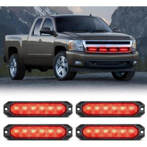 imageNilight 6LED Emergency Strobe Lights 4PCS Ultra Slim Surface Mount Hazard Caution Light bar 1224V Sync Feature Warning Flashing Light kit for Truck Car Vehicle ATV SUV UTV Purple and Whiteclear
