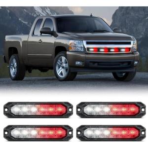 imageNilight 6LED Emergency Strobe Lights 4PCS Ultra Slim Surface Mount Hazard Caution Light bar 1224V Sync Feature Warning Flashing Light kit for Truck Car Vehicle ATV SUV UTV Purple and WhiteRed and White