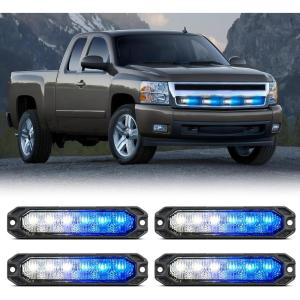 imageNilight 6LED Emergency Strobe Lights 4PCS Ultra Slim Surface Mount Hazard Caution Light bar 1224V Sync Feature Warning Flashing Light kit for Truck Car Vehicle ATV SUV UTV Purple and WhiteBule White