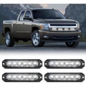 imageNilight 6LED Emergency Strobe Lights 4PCS Ultra Slim Surface Mount Hazard Caution Light bar 1224V Sync Feature Warning Flashing Light kit for Truck Car Vehicle ATV SUV UTV Purple and WhiteWhite